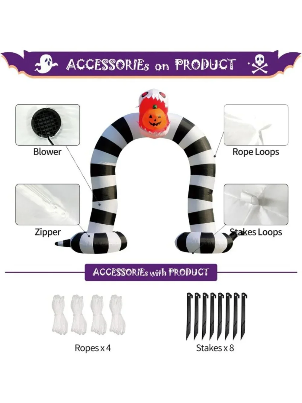 10FT Inflatable Halloween Sandworm Archway with LEDs for Yard & Garden Décor